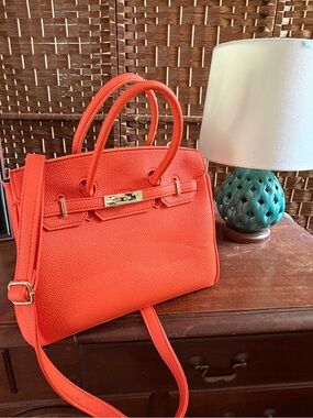 Orange Structured Women’s Satchel Handbag
